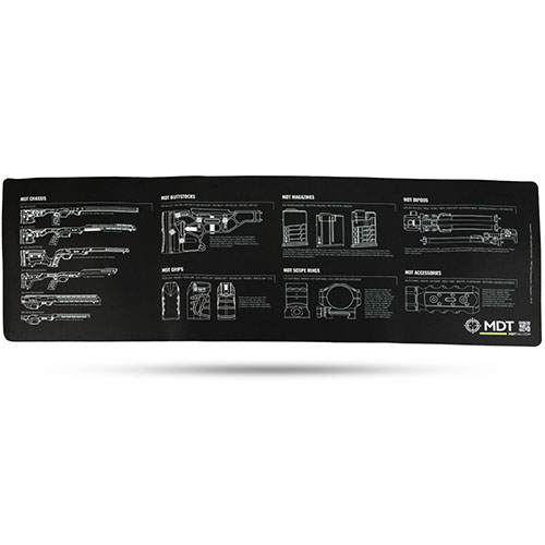 Le tapis de travail MDT protège ton arme avec une grande surface et un caoutchouc vulcanisé de 1/8" d'épaisseur, idéal pour garder tout propre.